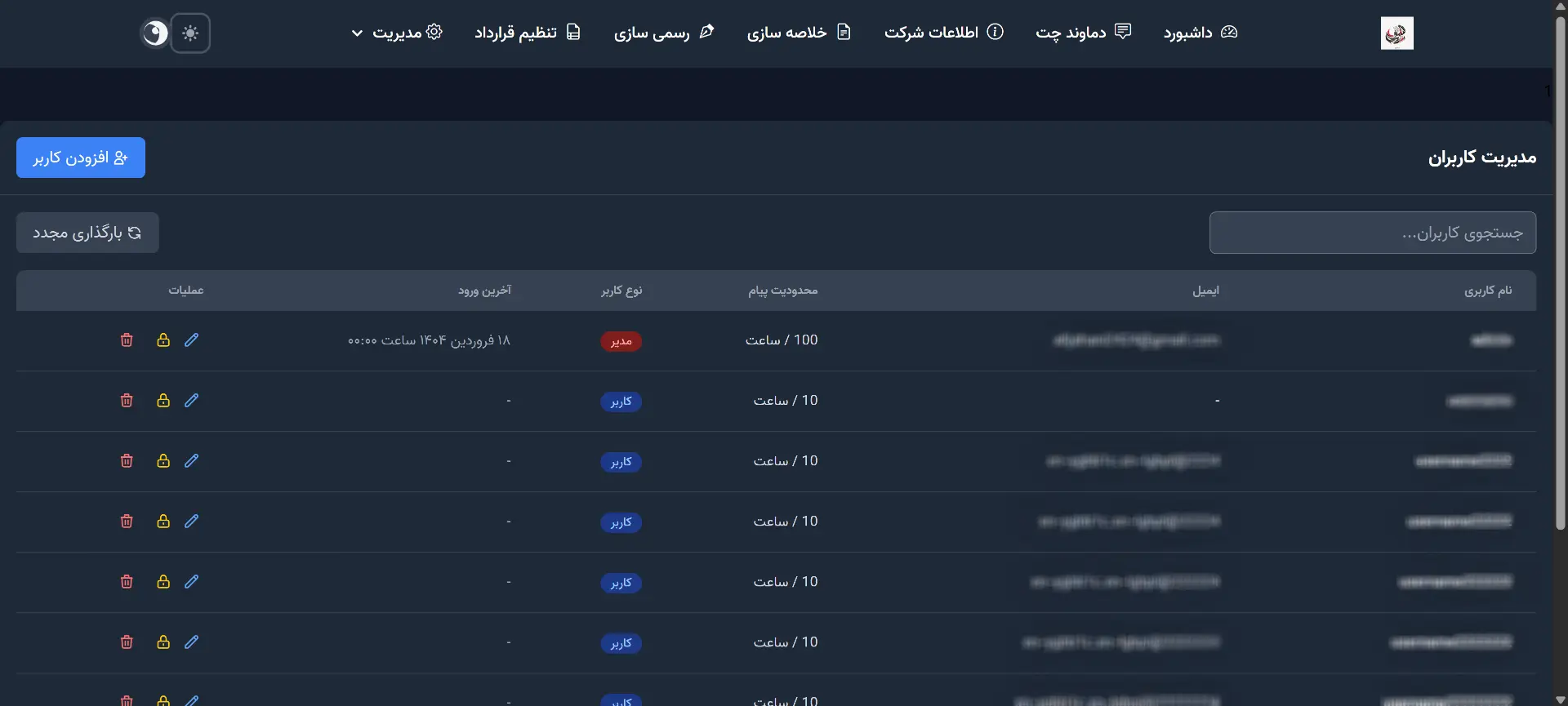 رابط کاربری وب اپلیکیشن دستیار هوش مصنوعی